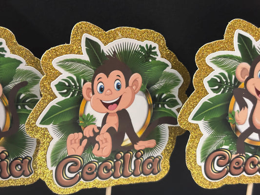 Cute Monkeys Cupcake Toppers, Monkeys Party Decoration, Little Monkeys Party (package of 12)