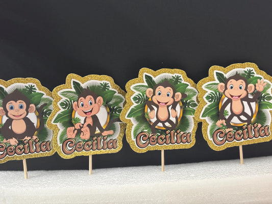 Cute Monkeys Cupcake Toppers, Monkeys Party Decoration, Little Monkeys Party (package of 12)
