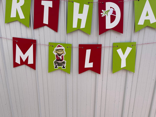 Grinch Happy Birthday Banner