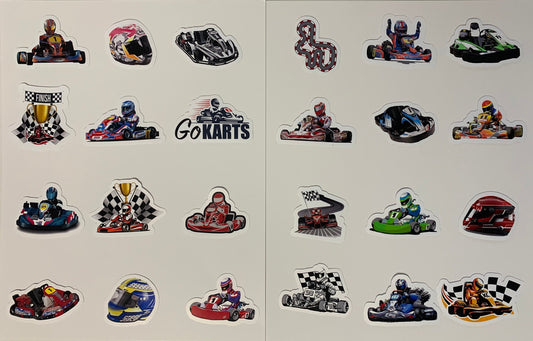 Go Kart Stickers Package, aesthetic gifts for kid's party, vinyl stickers for laptop and notebook: (24 pieces) Stylenya