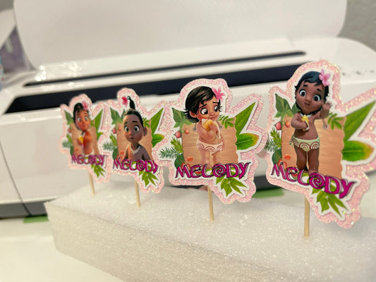 Baby Island Girl Cupcake Topper, Baby Island Party Decoration Stylenya