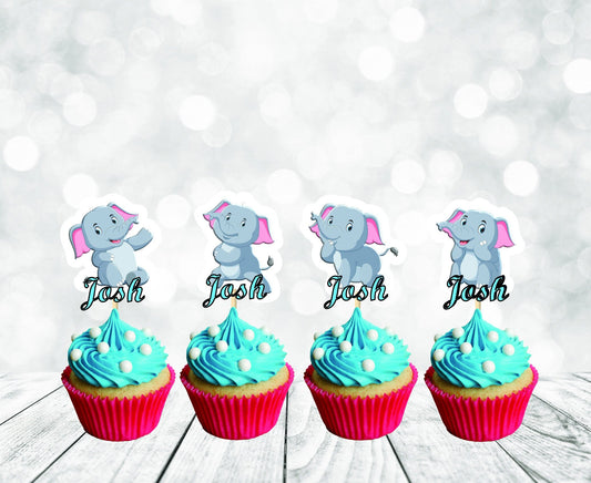 Cute Elephants Cupcake Toppers for Boys, Elephants Party Decoration, Little Elephants Party for Boys (package of 12) Stylenya