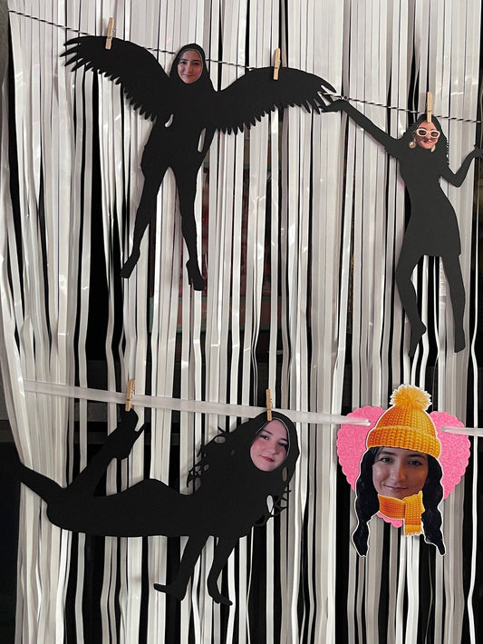 Black Funny Silhouette for Birthday Girls, Black Silhouette Decoration, Custom Silhouette Decoration with Youth Girl Face (Package of 9) Stylenya