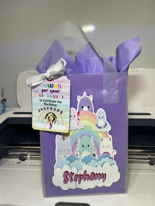 Squishmallow Favor Bag, Squishmallow Gift Bag Decoration, Squishmallow Party Supply