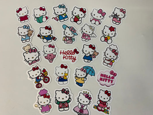 Hello Pink Kitten Stickers Package, aesthetic gifts for kids party, vinyl stickers for laptop and notebook: (24 pieces)