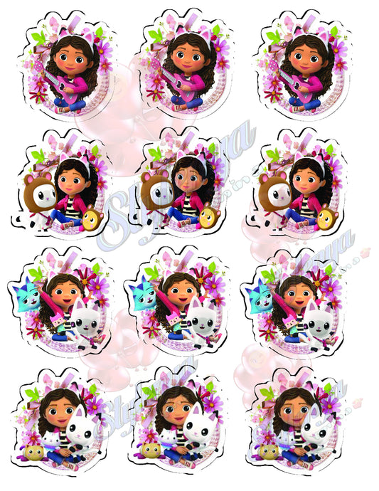 Gabby Happy Birthday Cupcake Toppers for Girls (package of 12) Digital Version