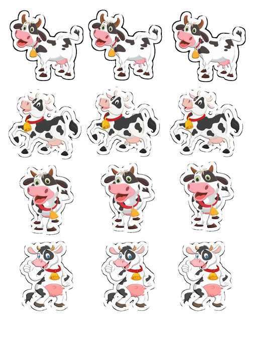 Cute Cows Cupcake Toppers (package of 12) Digital Version