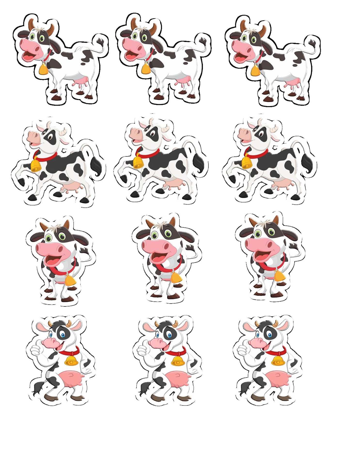 Cute Cows Cupcake Toppers (package of 12) Digital Version Stylenya