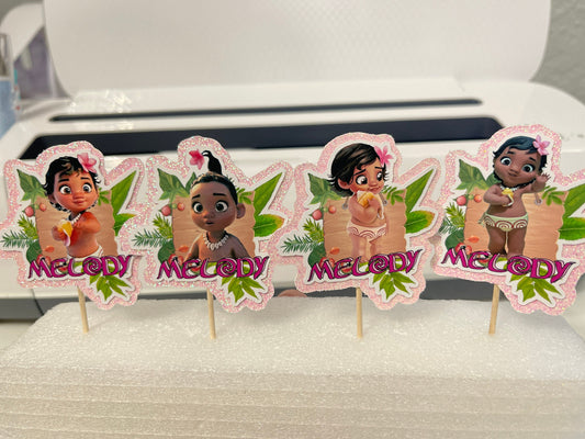 Baby Island Girl Cupcake Topper, Baby Island Party Decoration