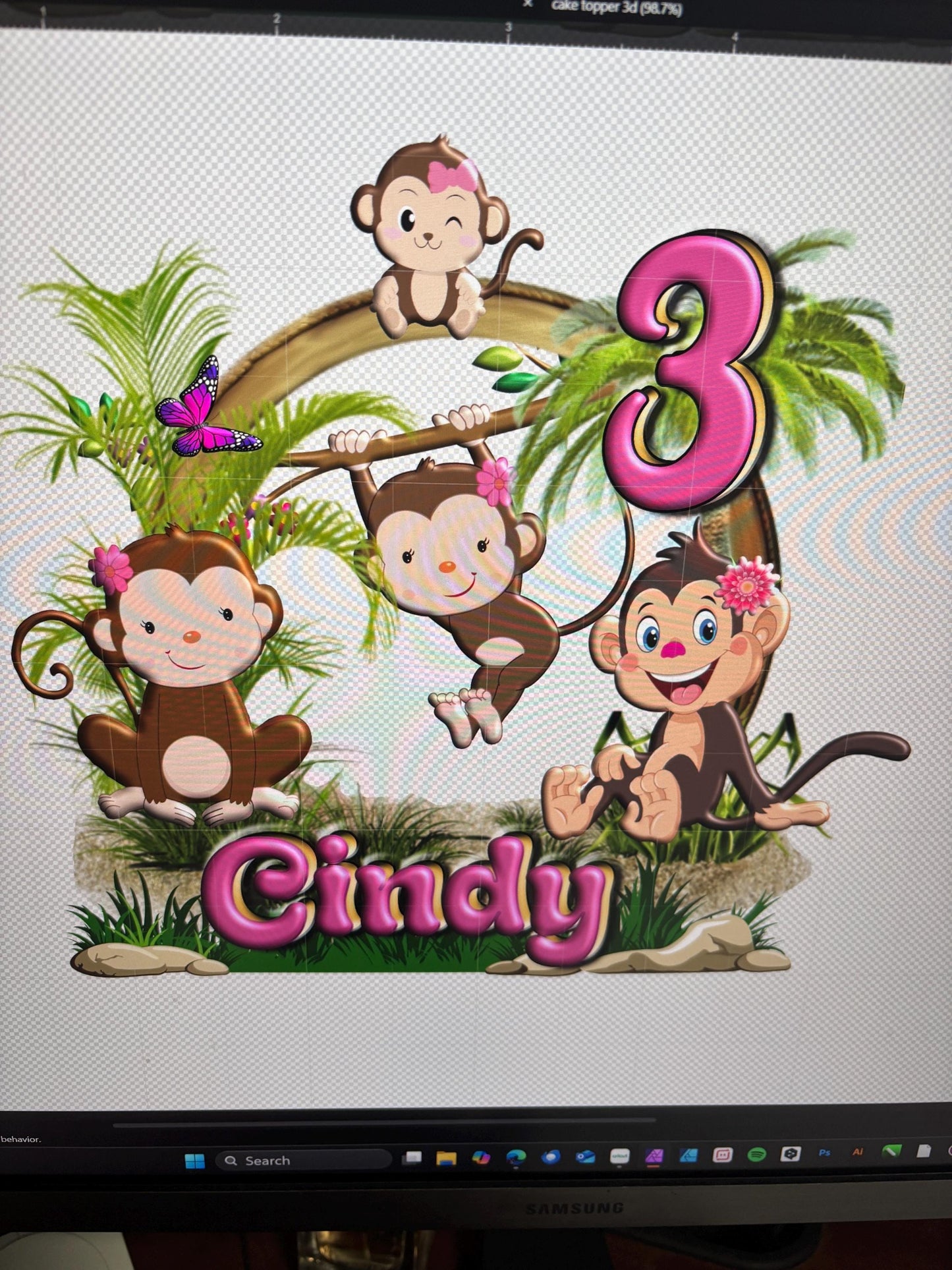 Cute Monkey Cake Toppers, Monkey Party Decoration, Little Monkey Party, Monkey Cake Toppers Decoration, Custom Monkey Cake Topper Stylenya