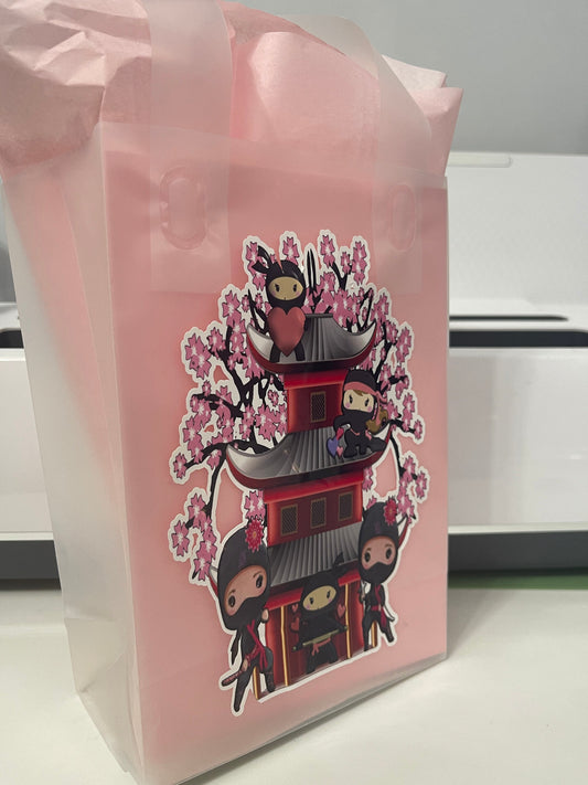 Ninja Girl Favor Bag, Ninja Girl Gift Bag Decoration, Ninja Girl Party Supply