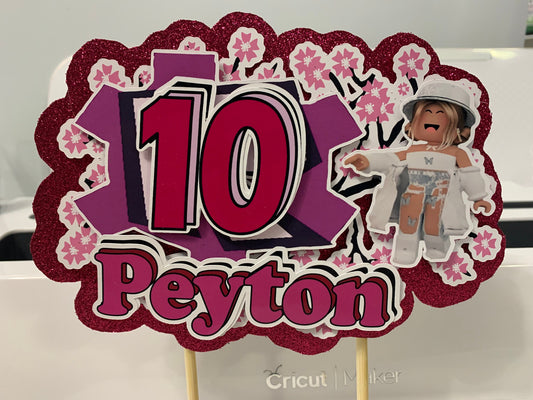 Cake Topper 3D for Gamers Girls, Gamer Girl Party Decoration