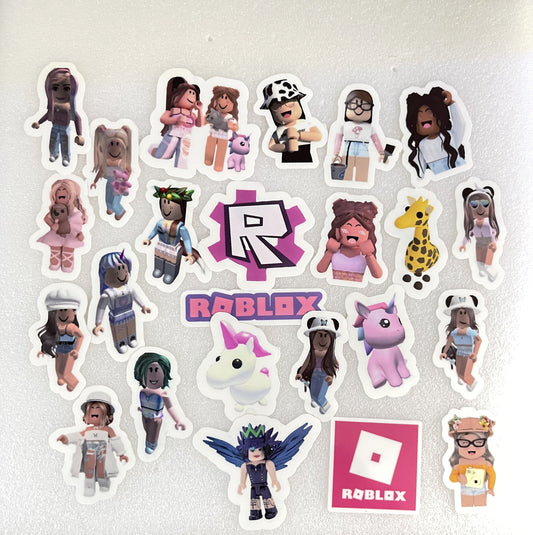 Gamers Girls Stickers Package, aesthetic gifts for kid's party, vinyl stickers for laptop and notebook (24 pieces)