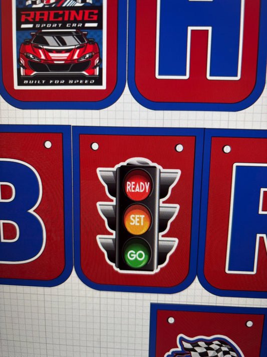 Race Car Happy Birthday Banner Stylenya