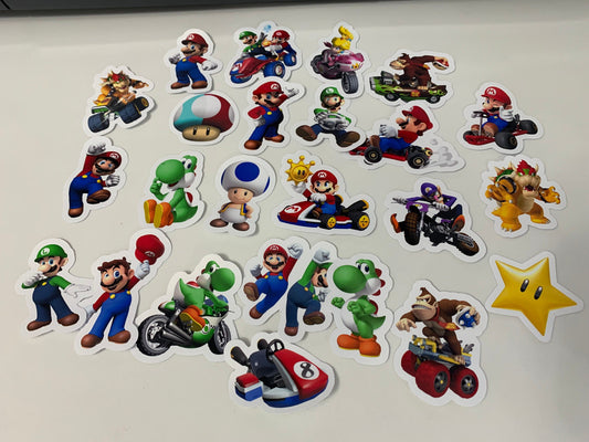 Racers/Gamers Stickers Package, aesthetic gifts for kid's party, vinyl stickers for laptop and notebook: (24 pieces) Stylenya