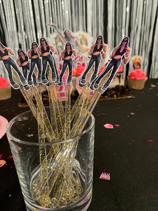 Funny Face Drink Stirrers – Custom Photo Cocktail Sticks for Parties, Birthdays & Events (Package of 12) Stylenya