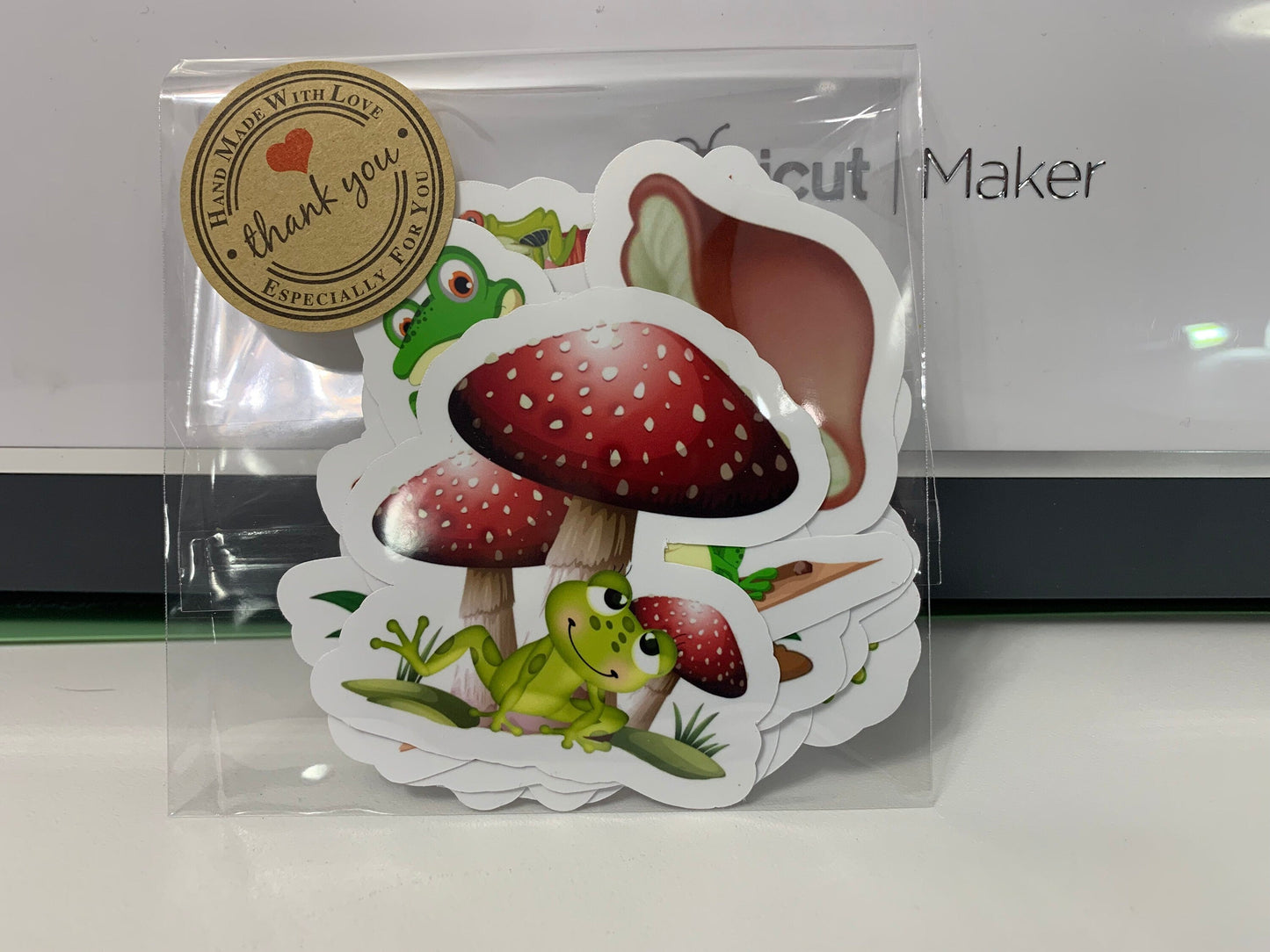 Mushrooms & Frogs Stickers Package, vinyl stickers for laptop and notebook: (12 pieces) Stylenya