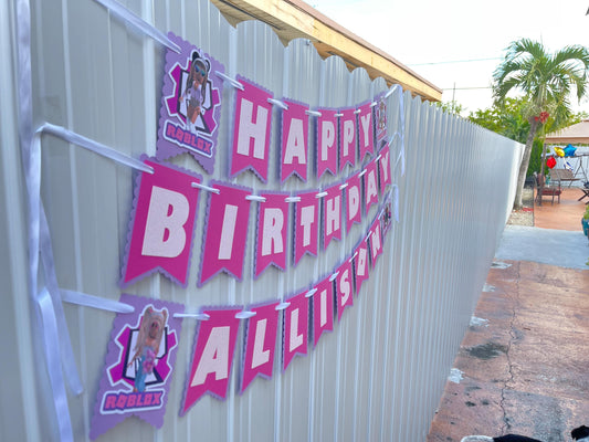 Happy Birthday Banner for Gamers Girls Stylenya