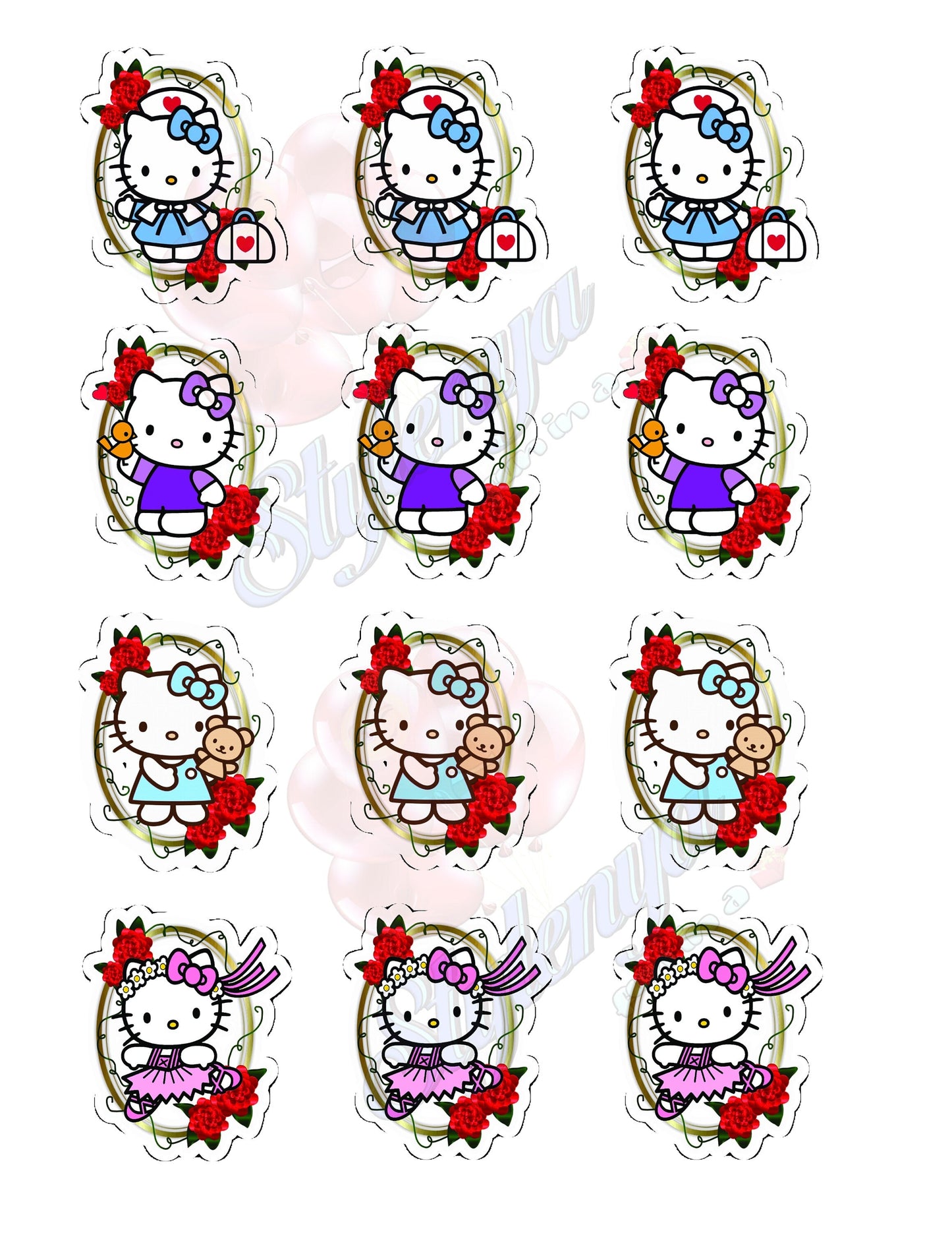 Pink Kitten Cupcake Topper, Personalized Cupcake Topper, Amazing Pink Kitten Decoration for Girls Party (package of 12) Digital Version Stylenya