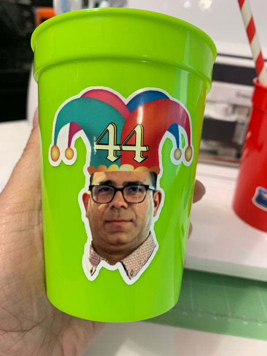 Birthday Face Plastic Cups, Custom Birthday Cups, Personalized Any Birthday Decorations