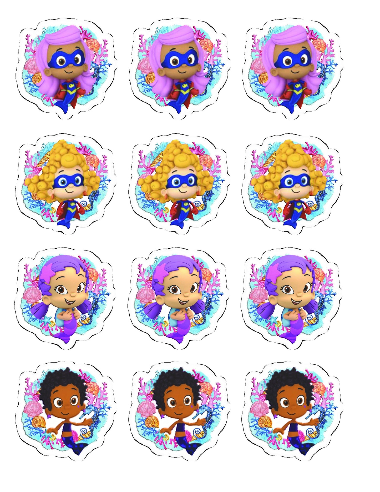 Happy Bubbles Friends Cupcake Toppers for Girls (package of 12) Digital Version Stylenya