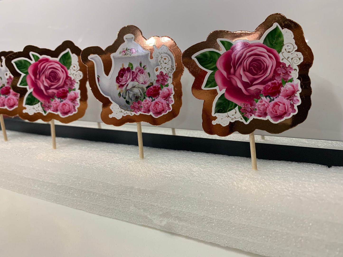 Tea Pot & Flowers Party Cupcake Toppers (Package of 12)