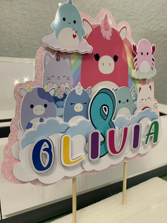 Squishmallow Cake Topper for Girls, Personalized Cake Topper, Amazing Squishmallow Decoration for Girls Party