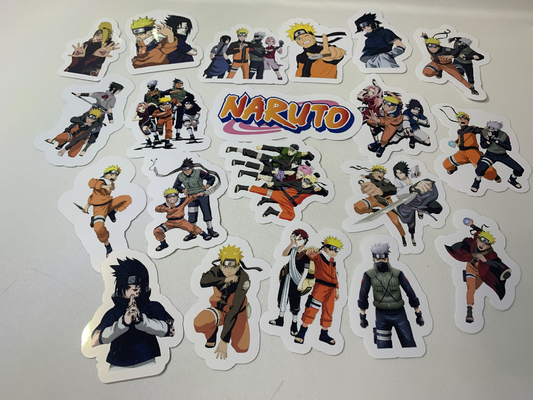Anime Naruto Stickers Package, aesthetic gifts for kid's party, vinyl stickers for laptop and notebook (24 pieces)