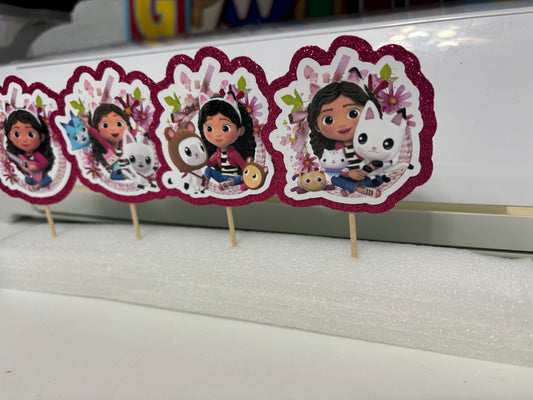 Gabby Happy Birthday Cupcake Toppers for Girls (package of 12)