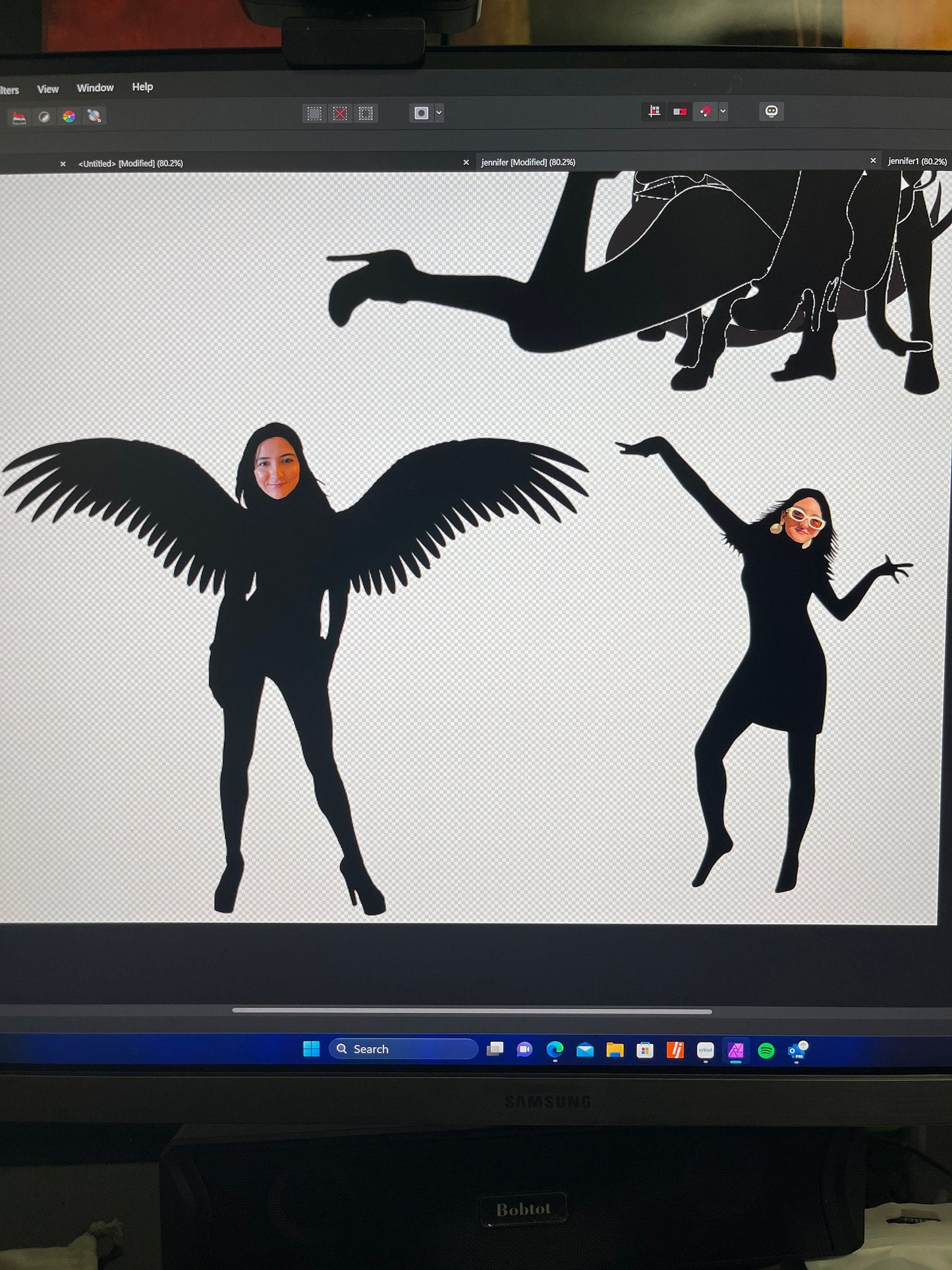 Black Funny Silhouette for Birthday Girls, Black Silhouette Decoration, Custom Silhouette Decoration with Youth Girl Face (Package of 9) Stylenya