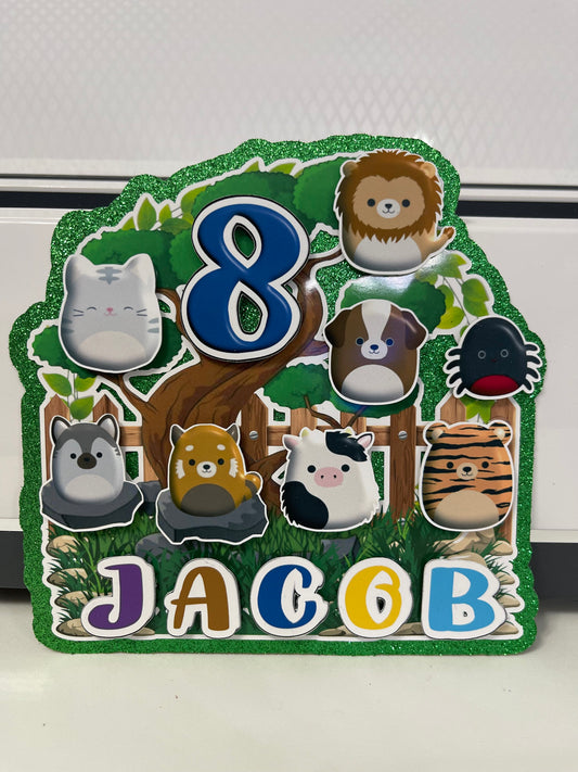 Squishmallow Cake Topper for Boys, Personalized Cake Topper, Amazing Squishmallow Decoration for Boys Party