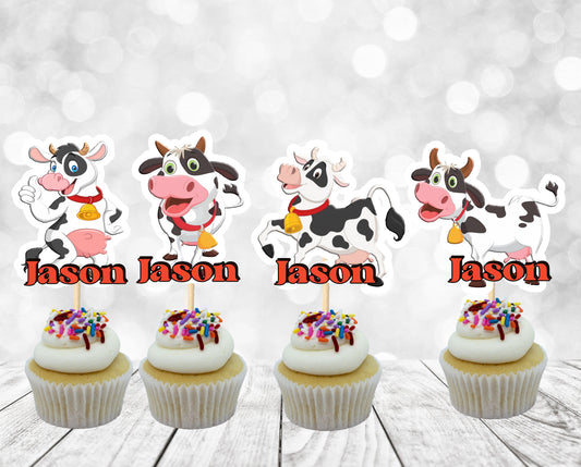 Cute Cows Cupcake Toppers, Cows Party Decoration, Little Cows Party (package of 12)