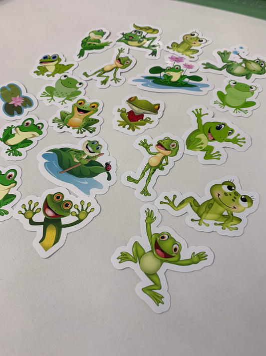 Cute Frogs Stickers Package, vinyl stickers for any smooth surfaces including laptop and notebook: (20 pieces)