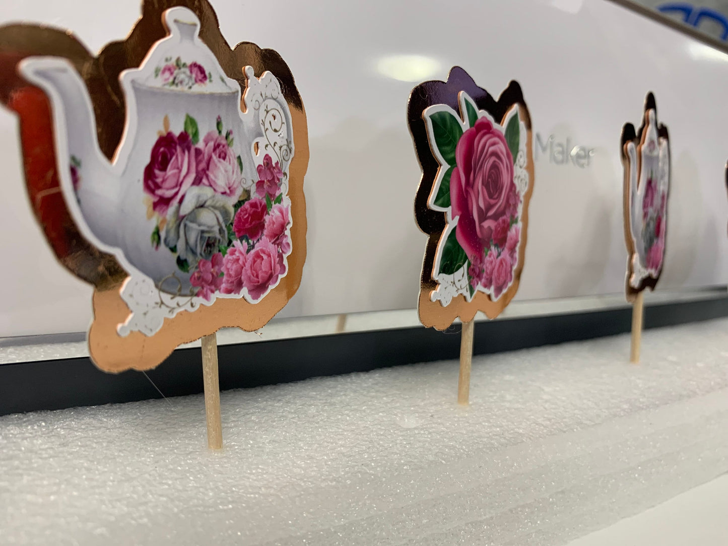 Tea Pot & Flowers Party Cupcake Toppers (Package of 12)