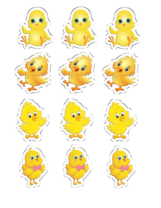 Cute Chickens Cupcake Toppers (package of 12) Digital Version