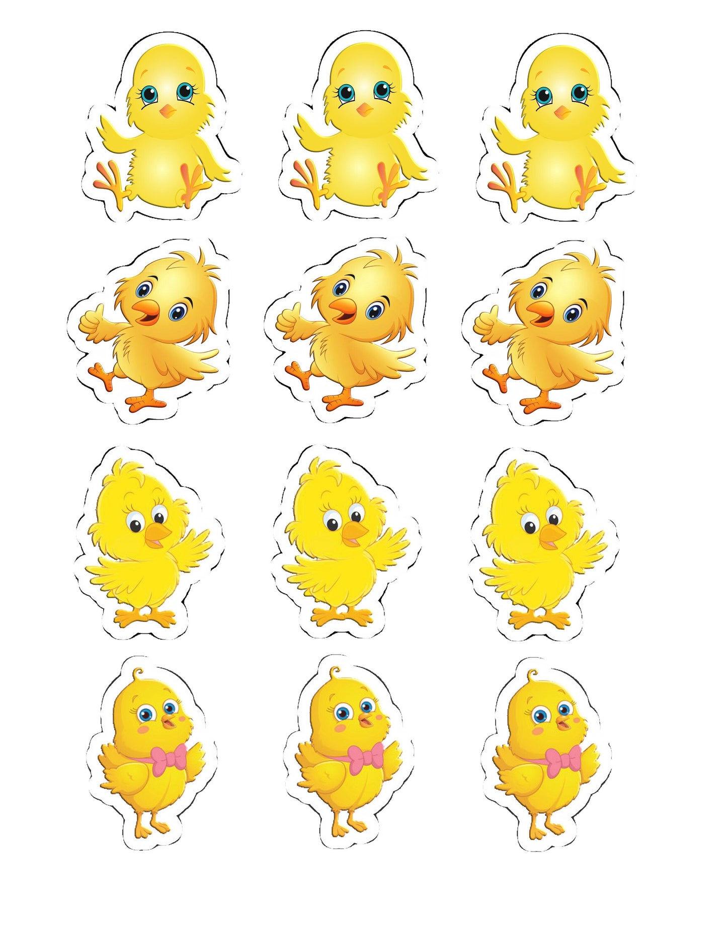 Cute Chickens Cupcake Toppers (package of 12) Digital Version Stylenya