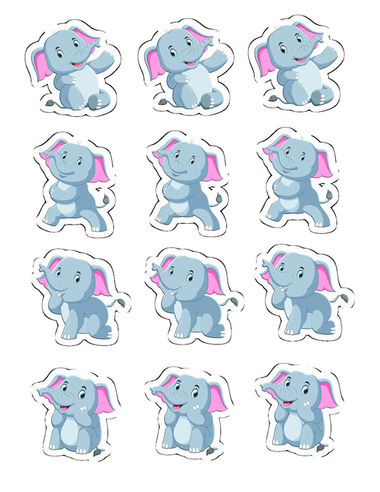 Elephants Cupcake Toppers for Boys (package of 12) Digital Version