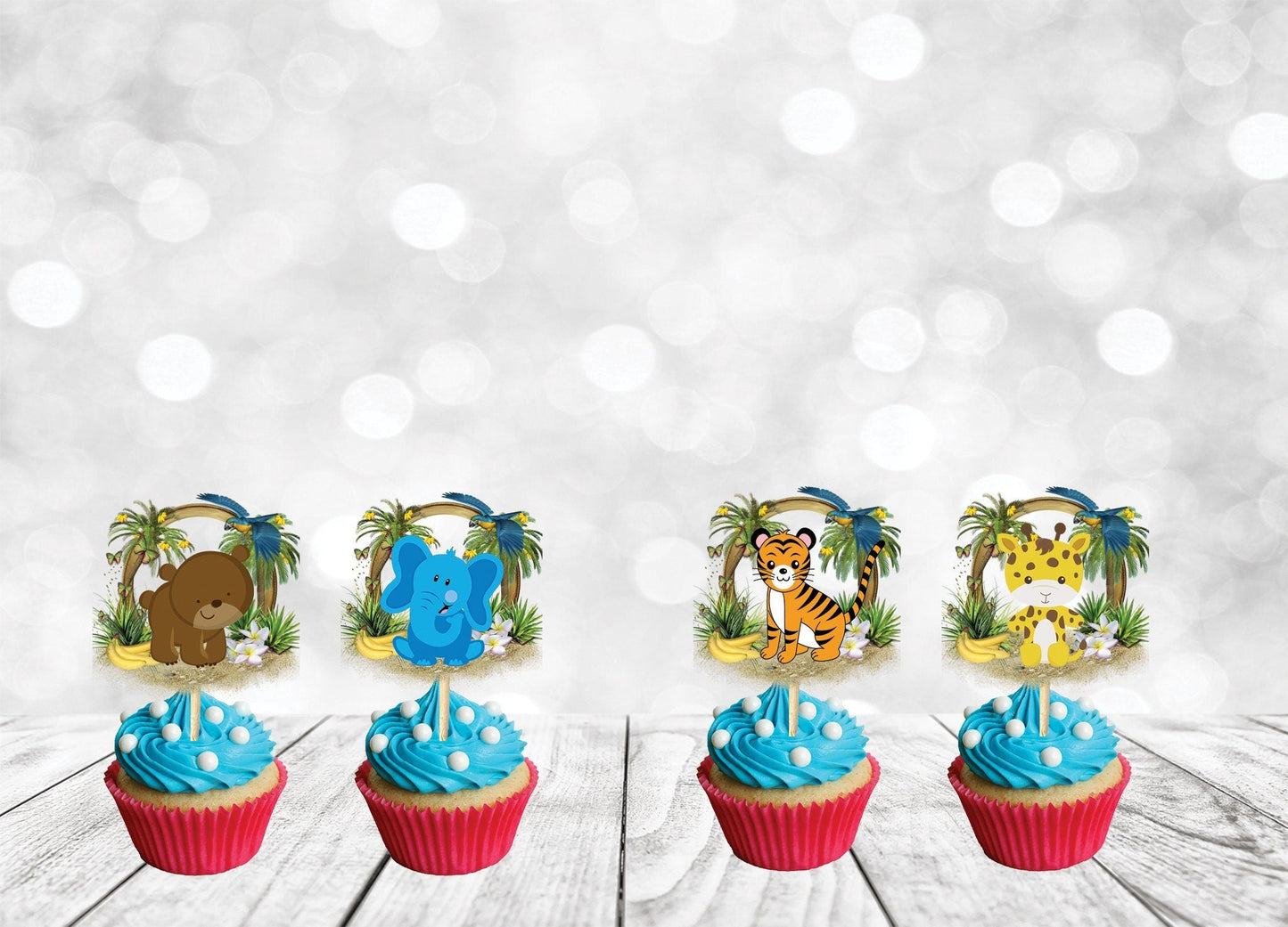 Safari Cupcakes Topper for Boys, Safari Party Decoration Stylenya