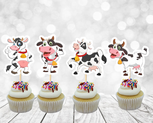 Cute Cows Cupcake Toppers, Cows Party Decoration, Little Cows Party (package of 12)