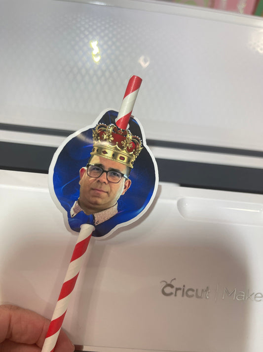 Custom Birthday Straws Holder, Custom Birthday Photo Decorations, Face Straws Holder, Personalized Birthday Decorations (package of 12) Stylenya