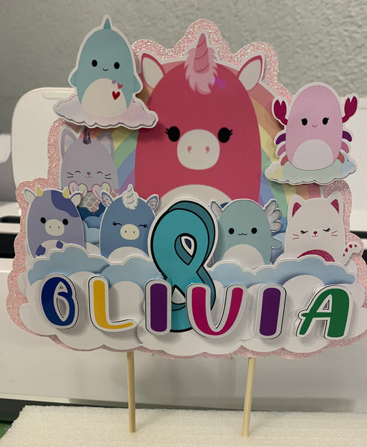 Squishmallow Cake Topper for Girls, Personalized Cake Topper, Amazing Squishmallow Decoration for Girls Party