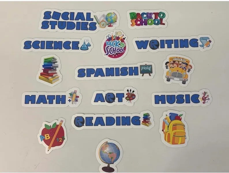 Gamer's Theme -Vinyl Stickers with Cute Subject to School, Waterproof stickers -Custom subject tags. (pkg of 15)