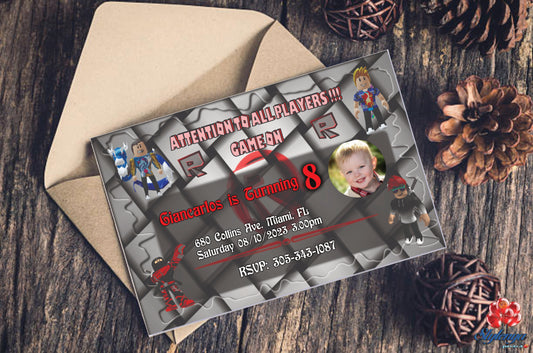 Editable and Printable Gamers Boy Happy Birthday Party Invitation Card, Digital