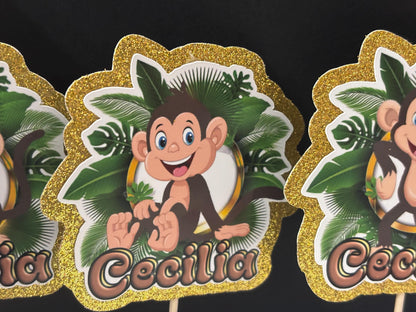 Cute Monkeys Cupcake Toppers, Monkeys Party Decoration, Little Monkeys Party (package of 12)