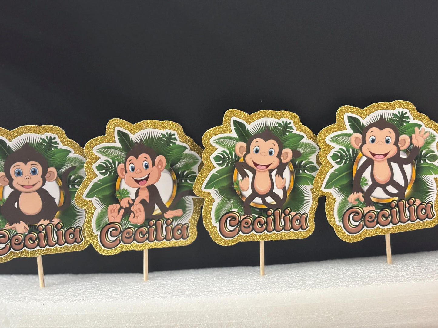 Cute Monkeys Cupcake Toppers, Monkeys Party Decoration, Little Monkeys Party (package of 12)