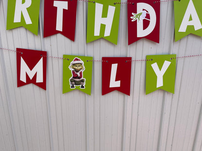 Banner de feliz cumpleaños del Grinch