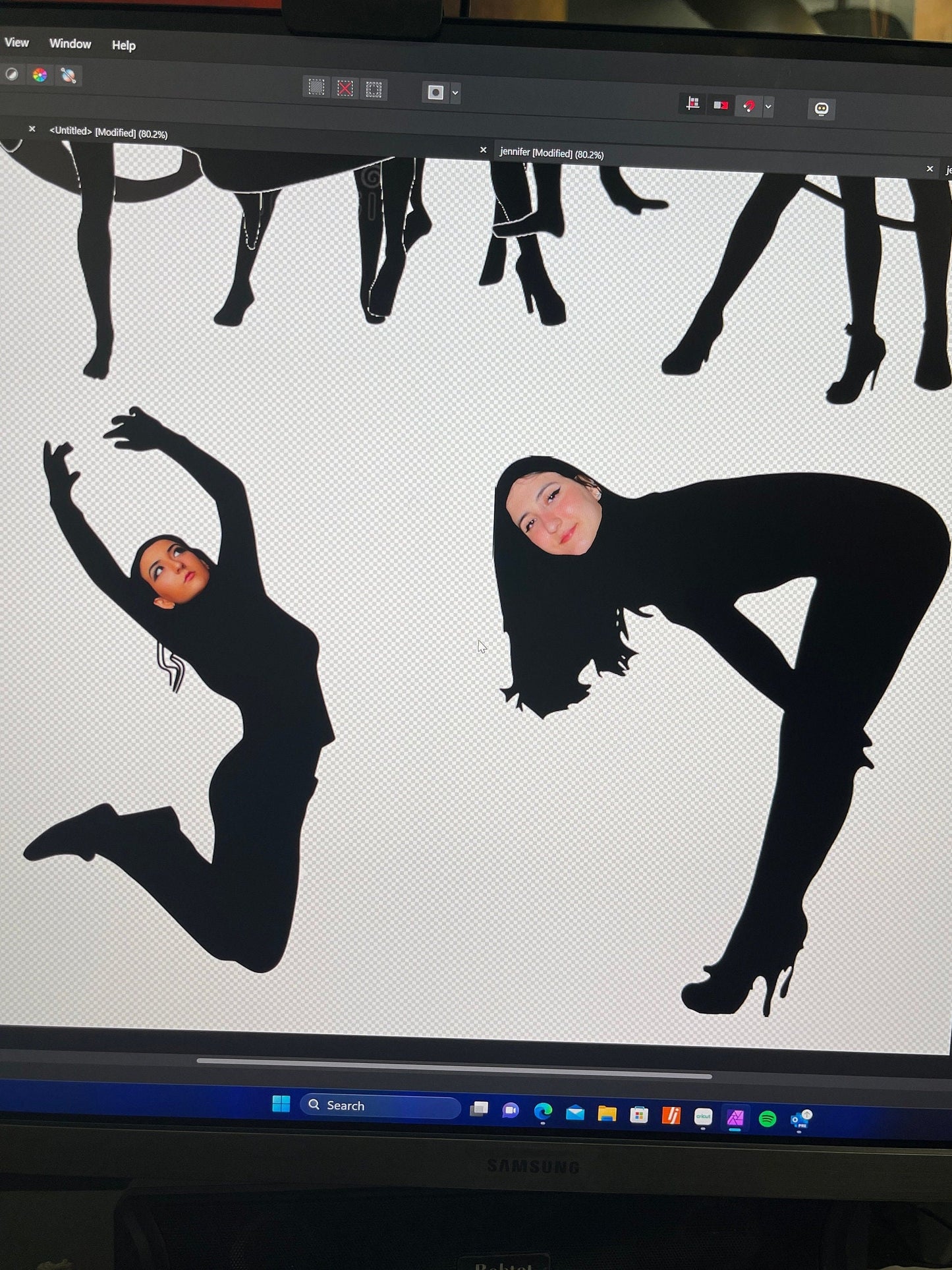 Black Funny Silhouette for Birthday Girls, Black Silhouette Decoration, Custom Silhouette Decoration with Youth Girl Face (Package of 9)