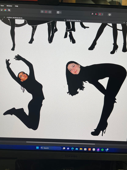 Black Funny Silhouette for Birthday Girls, Black Silhouette Decoration, Custom Silhouette Decoration with Youth Girl Face (Package of 9)