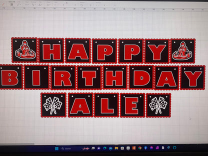Race Car Happy Birthday Banner