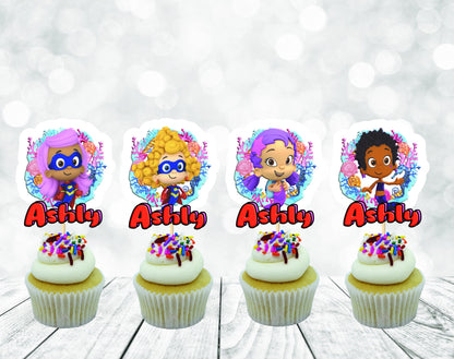 Cute Happy Bubbles Friends Cupcake Toppers for Girls, Baby Bubbles Friends Party Decoration, Little Friends Party for Girls (package of 12)